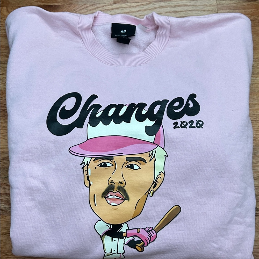 H&M Pink Changes Album Justin Bieber Crewneck
